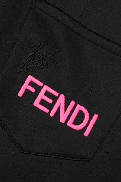 Shop Fendi Karlito Embellished Scuba Track Pants