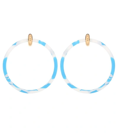 Shop Balenciaga Hoop Earrings In Blue