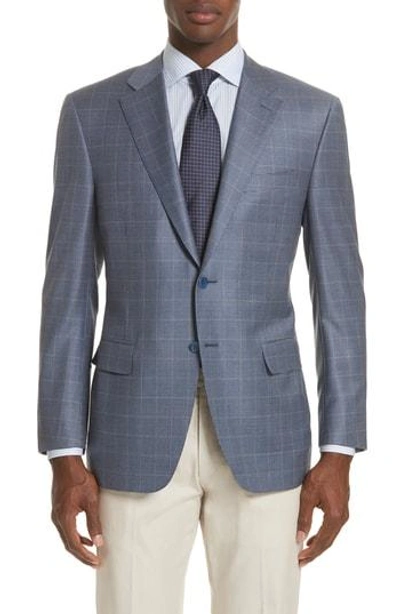 Shop Canali Classic Fit Windowpane Wool Sport Coat In Blue