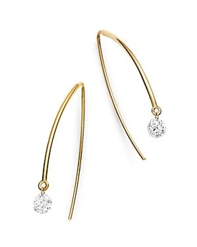 Shop Aerodiamonds 18k Yellow Gold Solo Diamond Threader Earrings In White/gold