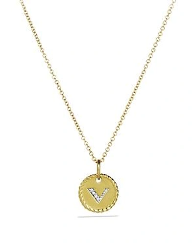 Shop David Yurman Cable Collectibles Initial Pendant With Diamonds In Gold On Chain, 16-18 In V