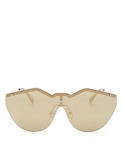 Shop Le Specs Women's Noir De Vie Mirrored Shield Sunglasses 143mm In Gold/gold