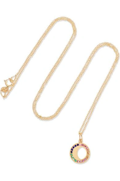 Shop Andrea Fohrman Waning Moon 18-karat Gold, Sapphire And Emerald Necklace