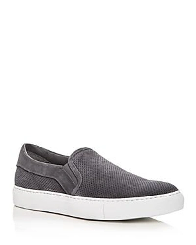 Shop To Boot New York Men's Buelton Perforated Suede Slip-on Sneakers In Gray/tan