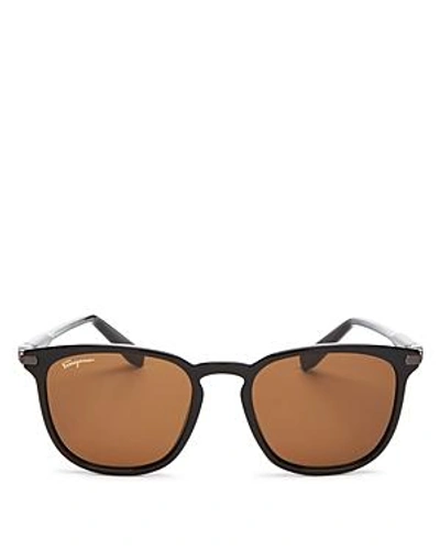 Shop Ferragamo Men's Square Sunglasses, 52mm In Black