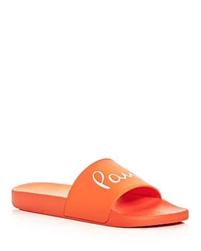 Shop Paul Smith Men's Ruben Signature Slide Sandals In Orange