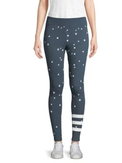 Shop Sundry Striped Star Yoga Pants In Navy