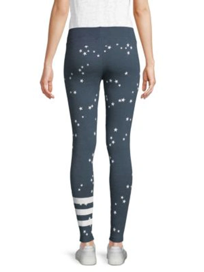 Shop Sundry Striped Star Yoga Pants In Navy