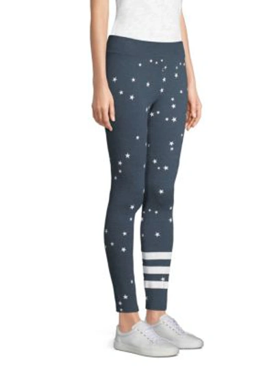 Shop Sundry Striped Star Yoga Pants In Navy