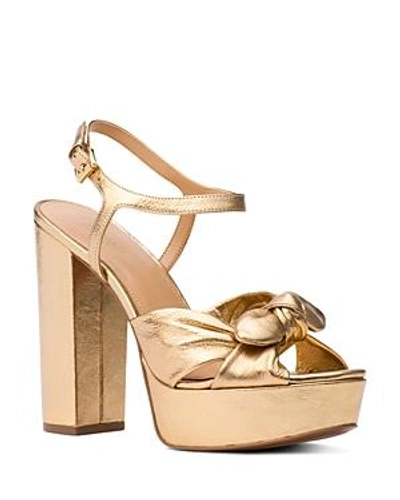 Shop Michael Michael Kors Women's Pippa Leather Platform High-heel Sandals In Pale Gold