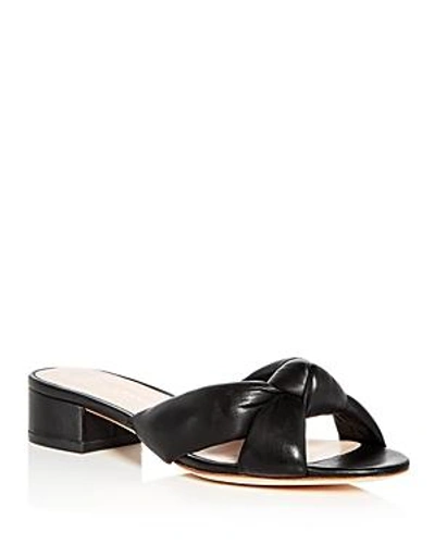 Shop Loeffler Randall Women's Elsie Leather Low Block Heel Slide Sandals In Black