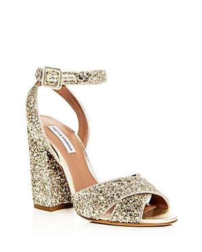 Shop Tabitha Simmons Women's Connie Ankle Strap High Block-heel Sandals In Champagne Glitter