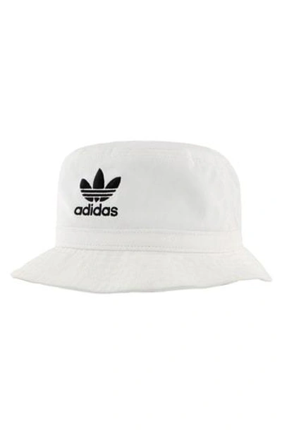 Shop Adidas Originals Washed Bucket Hat In White/ Black