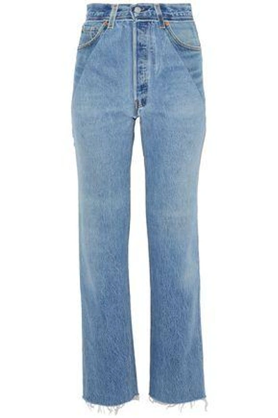 Shop Re/done By Levi's Woman Patchwork-effect High-rise Straight-leg Jeans Light Denim