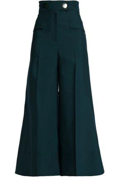 Shop Roksanda Woman Wool, Silk And Cotton-blend Culottes Petrol