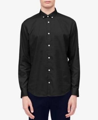 Shop Calvin Klein Men's Herringbone Texture Shirt In Black