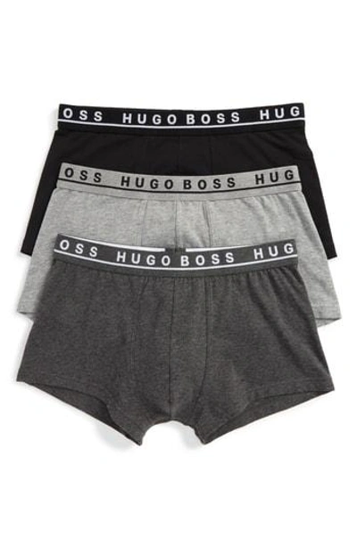Shop Hugo Boss Assorted 3-pack Stretch Cotton Trunks In Open Grey