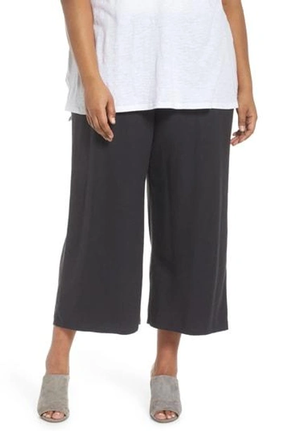 Shop Eileen Fisher Silk Noil Wide Leg Pants In Graphite