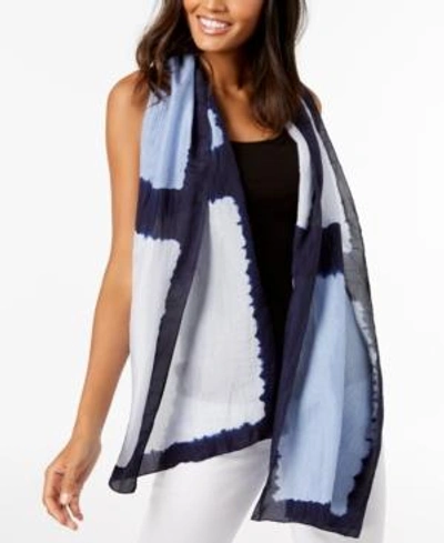 Shop Eileen Fisher Silk Printed Scarf In India Sky