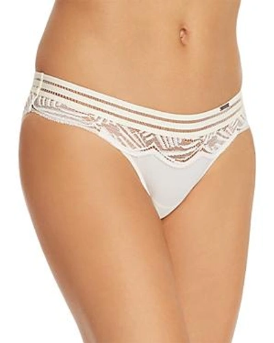 Shop Calvin Klein Perfectly Fit Firework Lace Bikini In Ivory