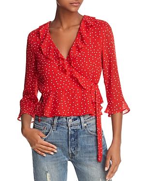 red polka dot wrap top