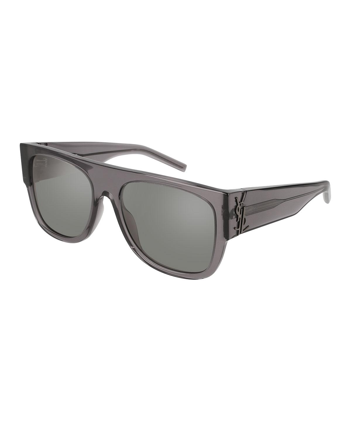 Saint Laurent Translucent Acetate Flat-top Sunglasses In Black Pattern ...