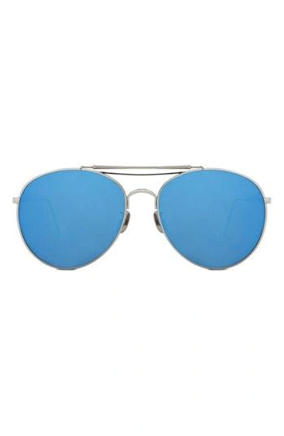Shop Gentle Monster Big Bully 60mm Sunglasses - Silver/ Blue