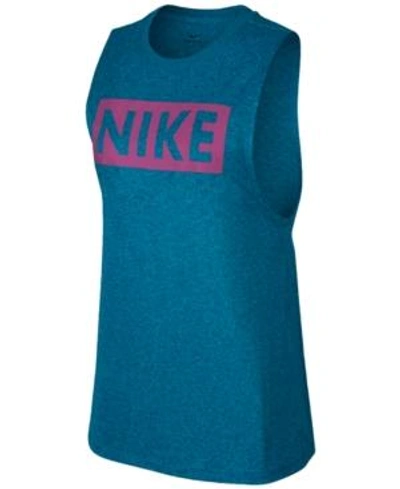 Shop Nike Dry Training Tank Top In Blue Force/neo Turquoise