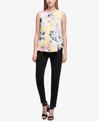 Shop Dkny Floral-print Georgette Top, Created For Macy's In Dusty Rose Combo
