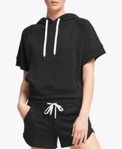Shop Dkny Sport Logo High Density Hooded Sweatshirt In Black