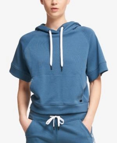 Shop Dkny Sport Logo High Density Hooded Sweatshirt In Blue Glow