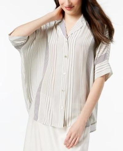 Shop Eileen Fisher Silk Striped Oversized Shirt, Regular & Petite In Bone