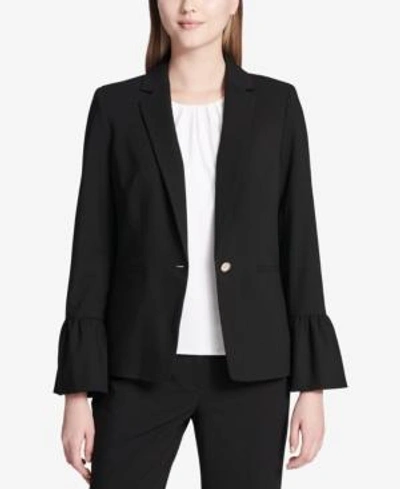 Shop Calvin Klein Bell-sleeve Blazer In Black
