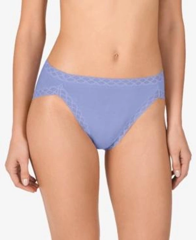 Shop Natori Bliss French-cut Lace-trim Cotton Brief 152058 In Blue Aster