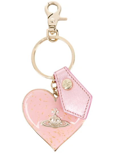 Shop Vivienne Westwood Orb Heart Keyring - Pink