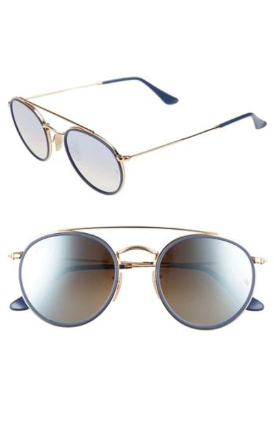 Shop Ray Ban 51mm Round Sunglasses In Gold/ Mirror