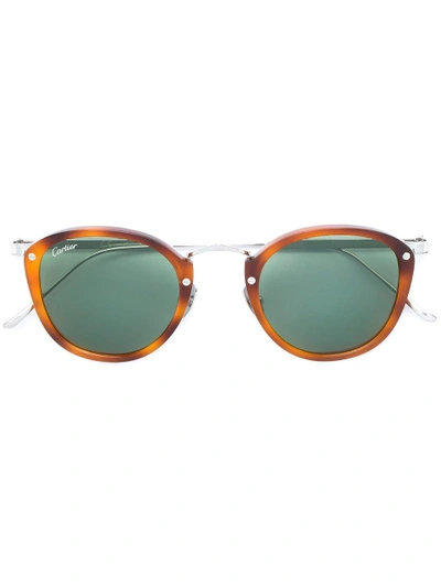 Shop Cartier C Décor Sunglasses In Brown