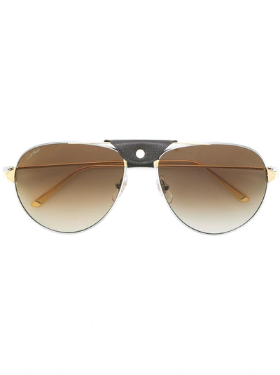Shop Cartier Santos De  Sunglasses In Metallic