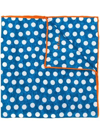 Shop Kiton Polka Dot Handkerchief - Blue