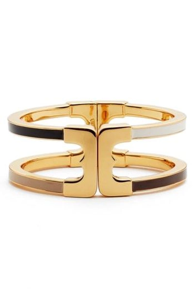 Shop Tory Burch Gemini Link Ring In Black/ Safari/ New Ivory
