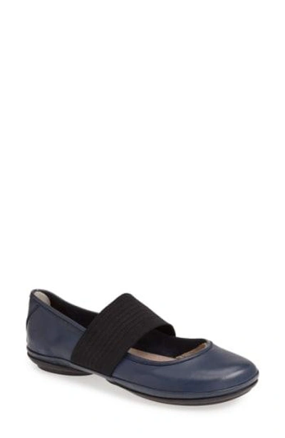 Shop Camper 'right Nina' Leather Ballerina Flat In Navy Leather