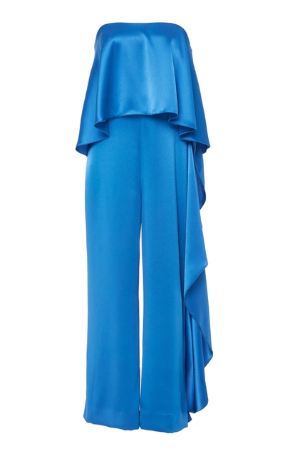 Shop Mestiza New York Jacqueline Cropped Ruffle Jumpsuit In Blue
