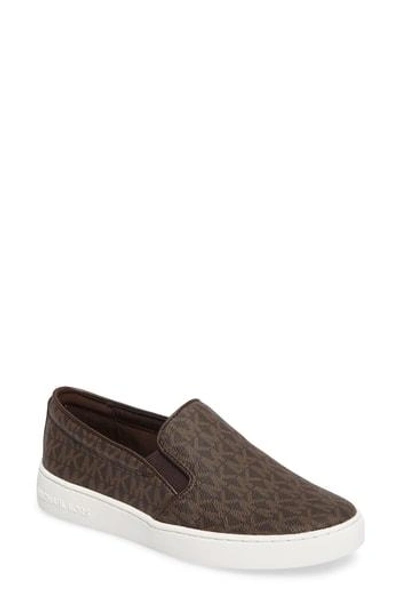 Shop Michael Michael Kors Keaton Slip-on Sneaker In Brown Fabric