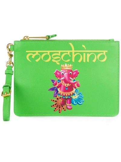 Shop Moschino Crowned Elephant Print Clutch