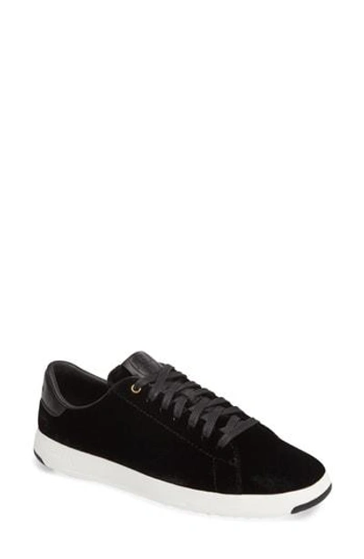 Shop Cole Haan Grandpro Tennis Shoe In Black Velvet