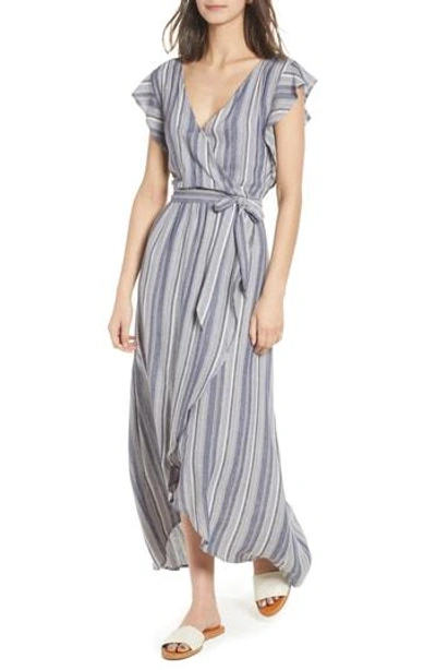 Shop Splendid Chambray Stripe Wrap Dress In Multi