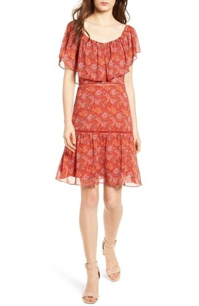 Shop Rebecca Minkoff Lynne Chiffon Dress In Red Multi