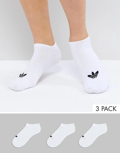 Shop Adidas Originals 3 Pack Trefoil Liner Socks - White
