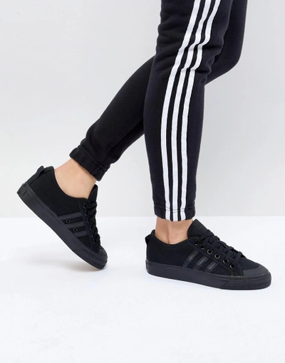 Shop Adidas Originals Nizza Canvas Sneakers In Black - White