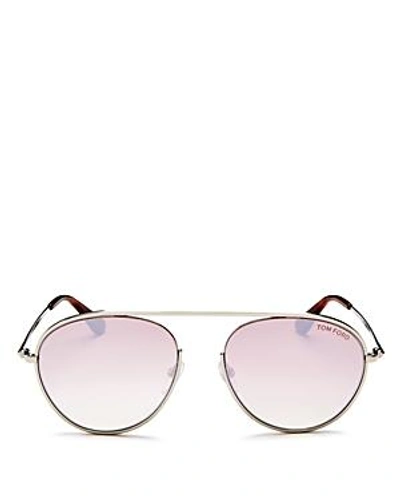 Shop Tom Ford Women's Mirrored Brow Bar Aviator Sunglasses, 55mm In Silver/antique Pink